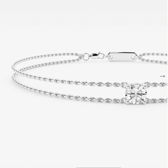 Brand New! 2/5 CTW Round Lab Grown Diamond Double Chain Bracelet - 7 Inches - Picture 2 of 7